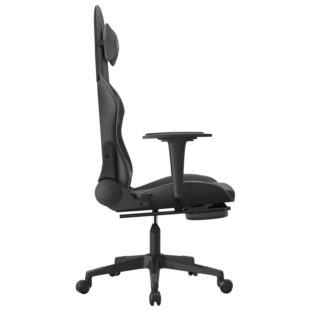 vidaXL Gaming Chair with Footrest Black and Grey Faux Leather