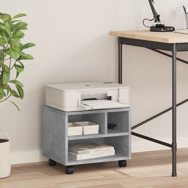 vidaXL Printer Stand with Wheels Concrete Grey 41x32x34,5 cm