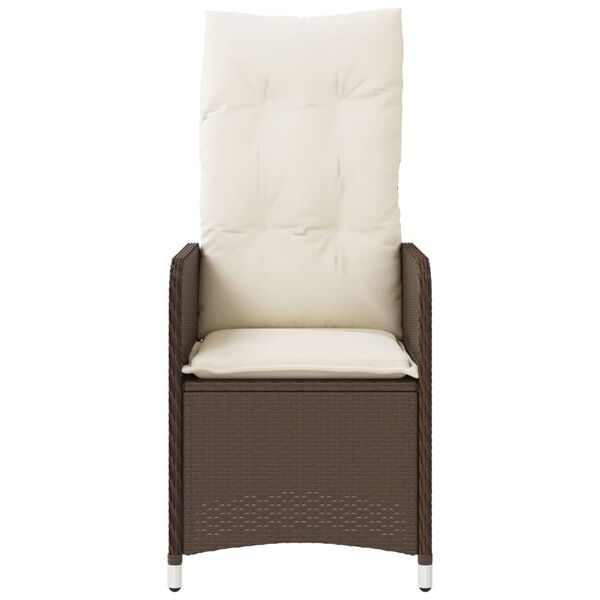 vidaXL Reclining Garden Chair with Cushions Brown Poly Rattan