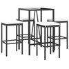 vidaXL 5 Piece Garden Bar Set with Cushions Black Poly Rattan
