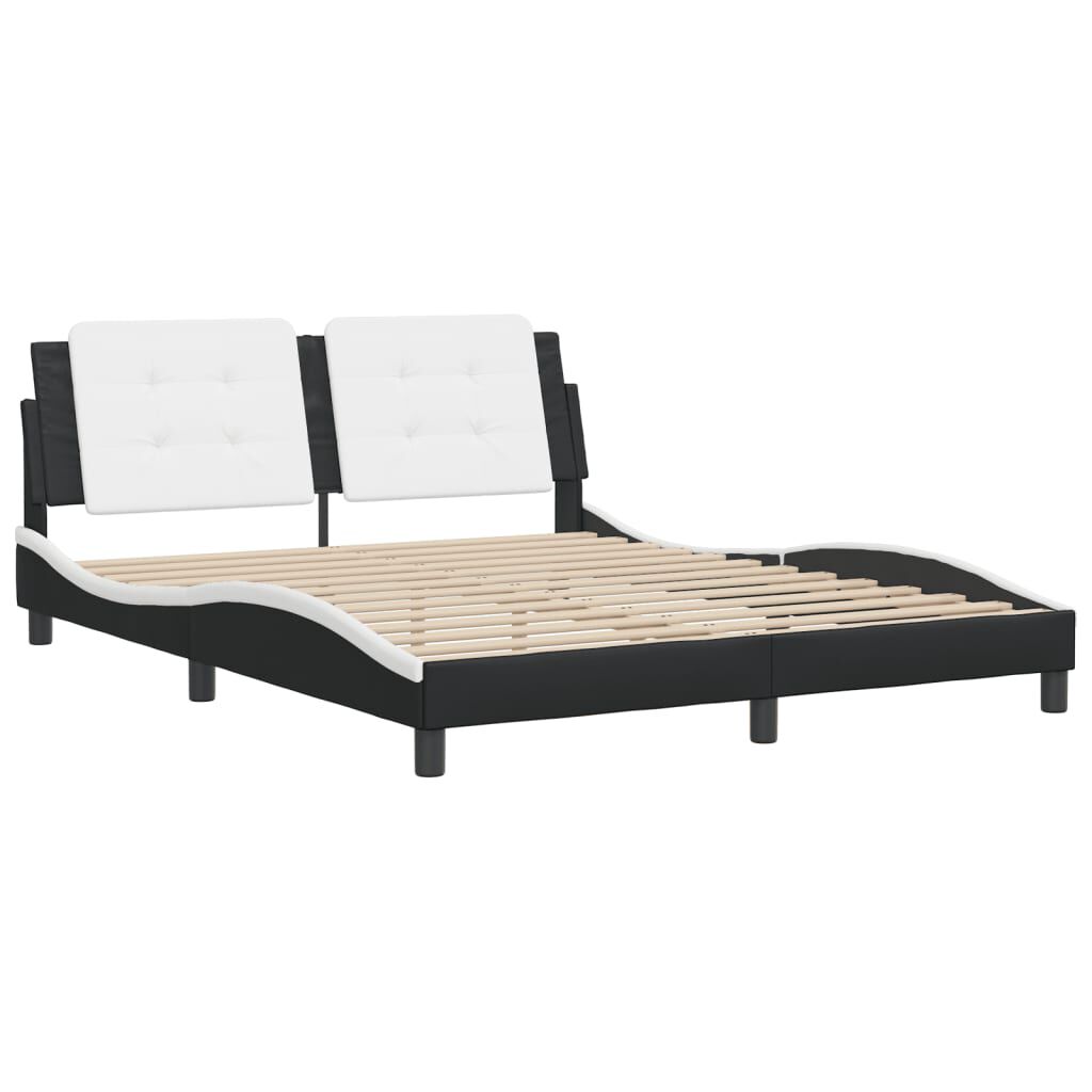 vidaXL Bed Frame without Mattress Black and White 152x203 cm Faux Leather