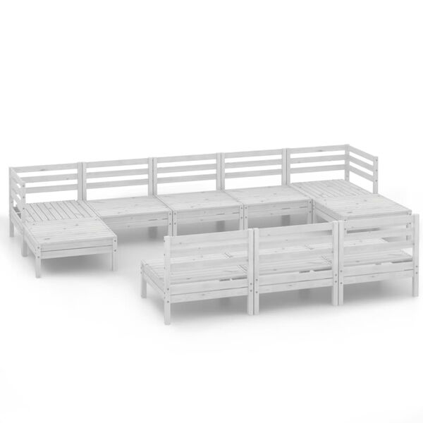 vidaXL 10 Piece Garden Lounge Set White Solid Wood Pine