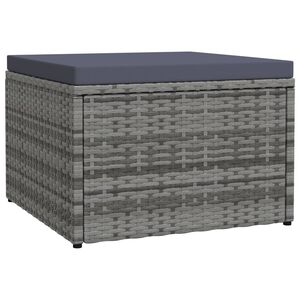 vidaXL Garden Footstool with Cushion Grey Poly Rattan