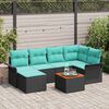vidaXL Garden Sofa Set with Cushion 7 pcs Black and Turquoise