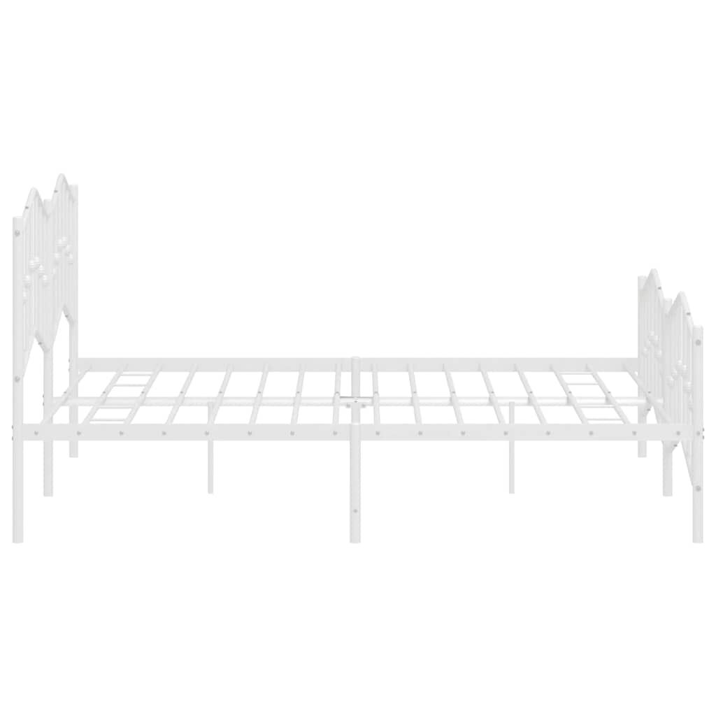 vidaXL Metal Bed Frame without Mattress with Footboard White 183x213cm