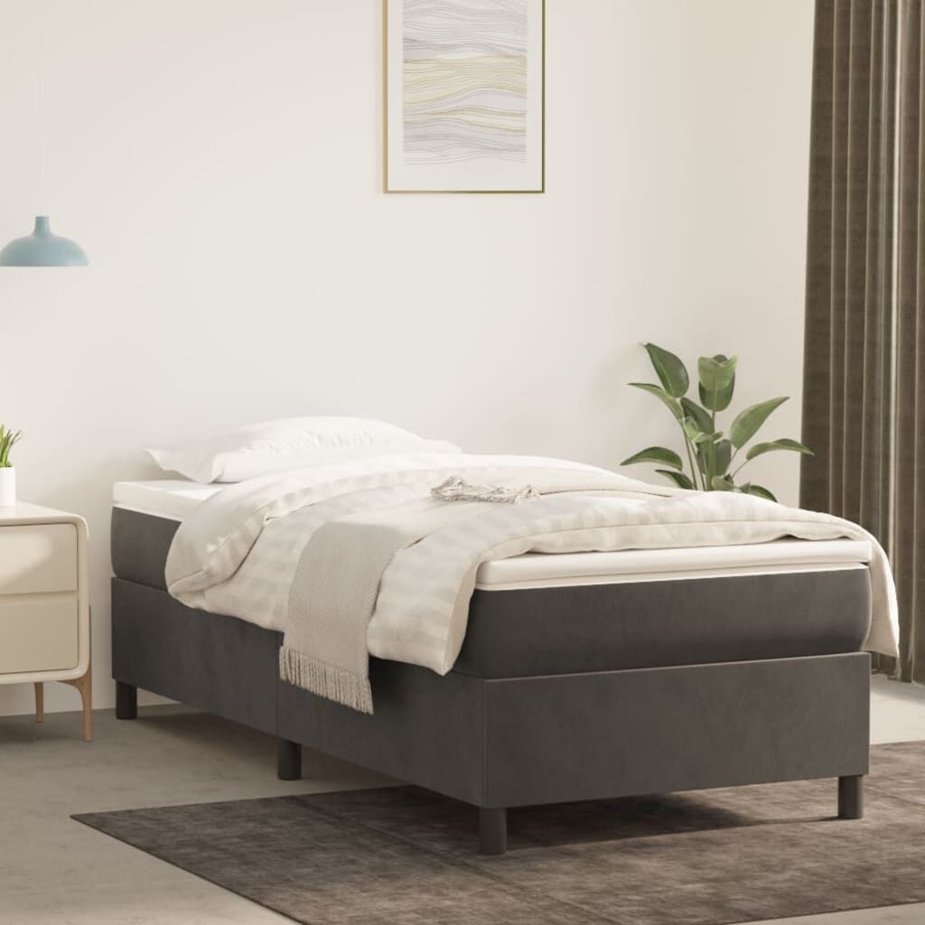 vidaXL Bed Frame without Mattress Dark Grey Twin Velvet (US Only)