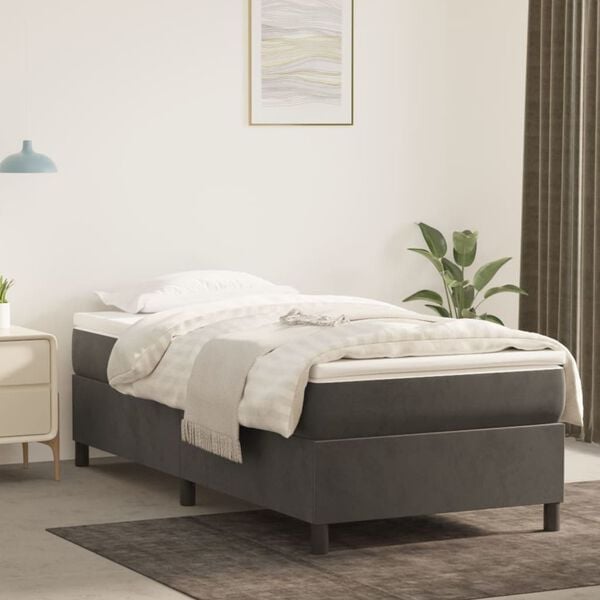 vidaXL Bed Frame without Mattress Dark Grey Twin Velvet (US Only)