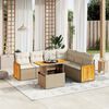 vidaXL 7 Piece Garden Sofa Set with Cushions Beige Poly Rattan
