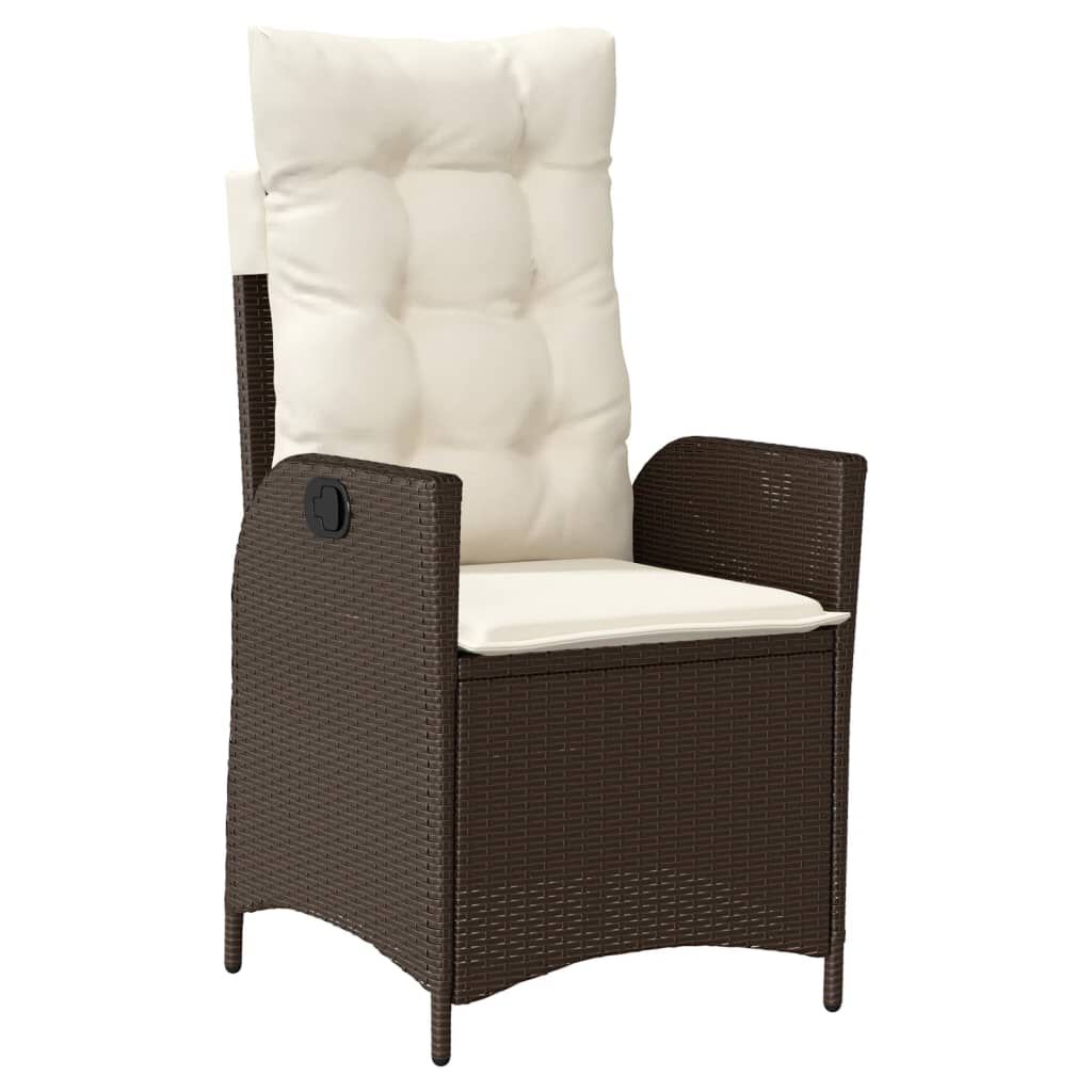 vidaXL 3 Piece Bistro Set with Cushions Brown Poly Rattan
