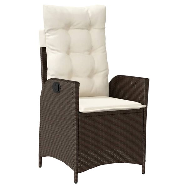 vidaXL 3 Piece Bistro Set with Cushions Brown Poly Rattan