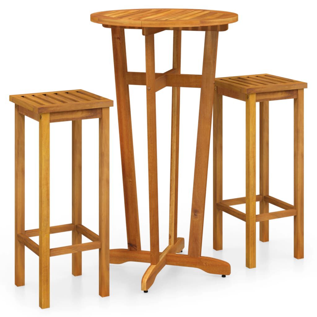 vidaXL 3 Piece Garden Bar Set Solid Wood Acacia