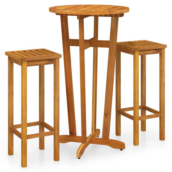 vidaXL 3 Piece Garden Bar Set Solid Wood Acacia