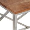 vidaXL Coffee Table Silver Stainless Steel and Solid Acacia Wood