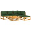 vidaXL 6 Piece Garden Lounge Set with Green Cushions Solid Wood