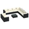 vidaXL 10 Piece Garden Lounge Set with Cushions Black Poly Rattan