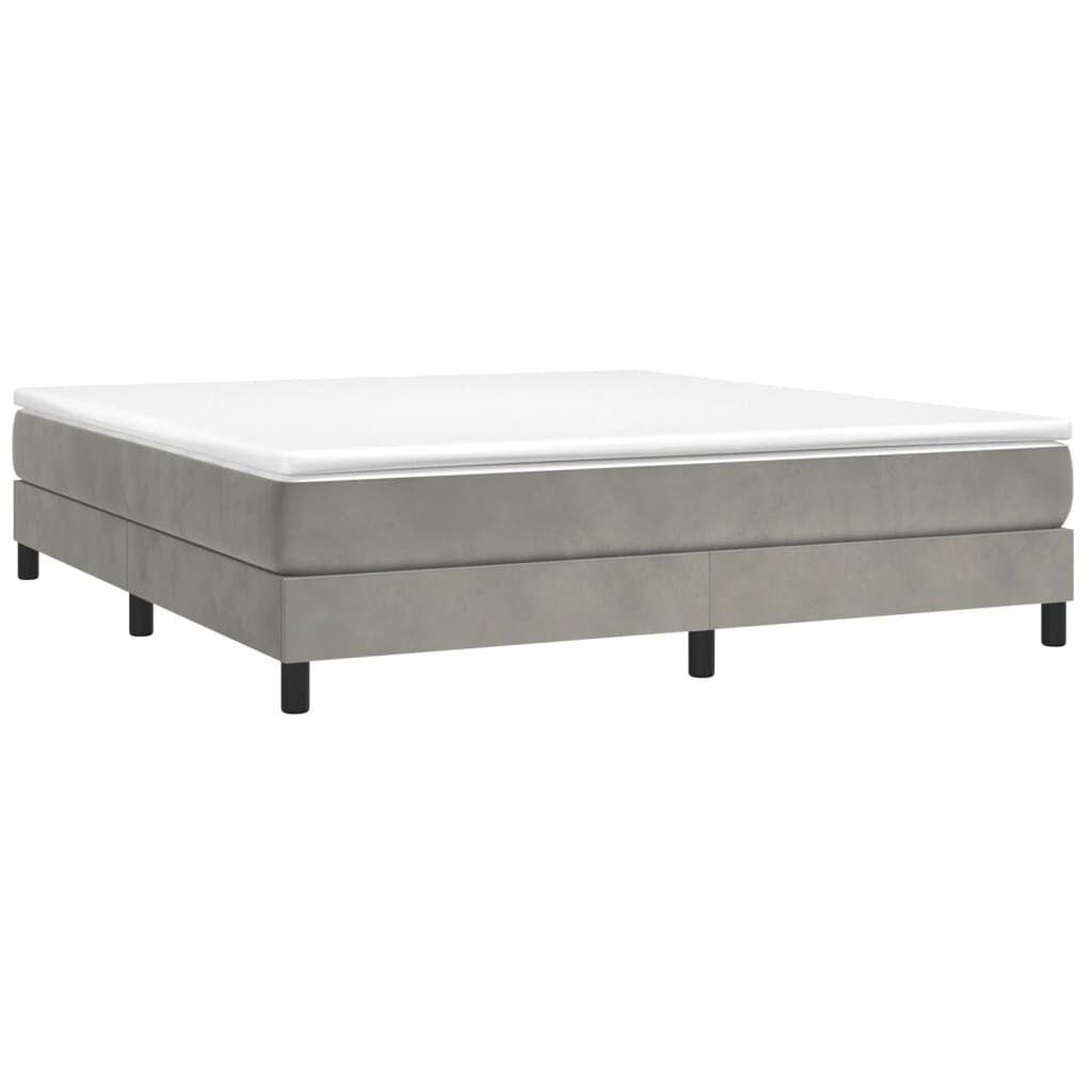 vidaXL Box Spring Bed with Mattress Light Grey 183x213 cm California King Velvet