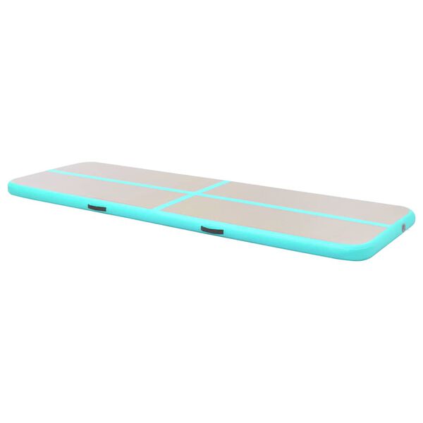 vidaXL Inflatable Gymnastics Mat with Pump 400x100x10 cm PVC Green