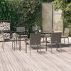 vidaXL 7 Piece Garden Dining Set with Cushions Black and Grey Poly Rattan
