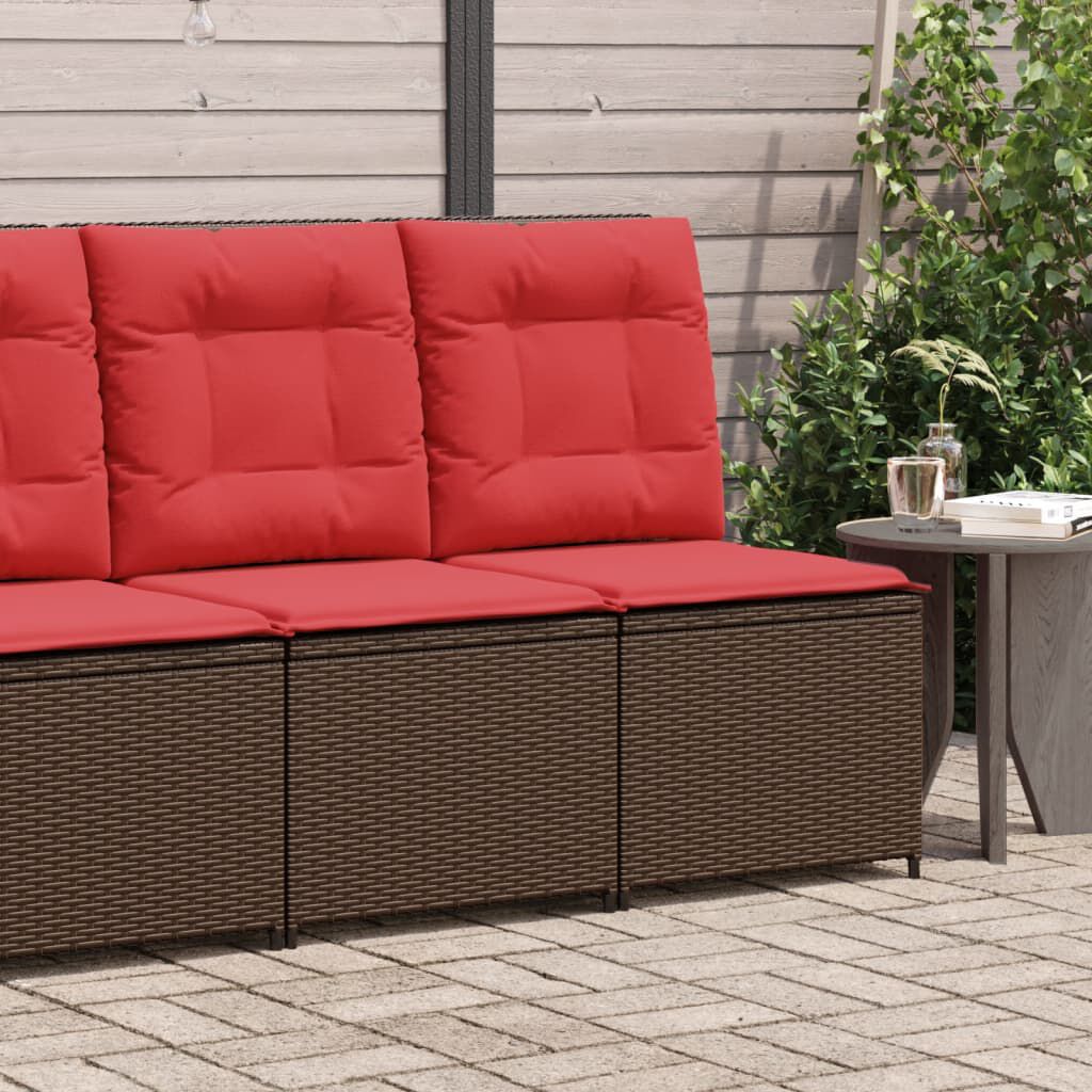 vidaXL Reclining Garden Sofa with Cushions Brown Poly Rattan