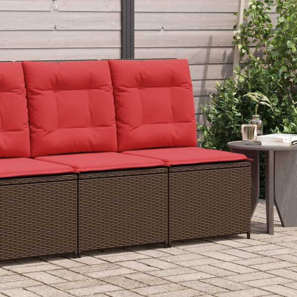 vidaXL Reclining Garden Sofa with Cushions Brown Poly Rattan