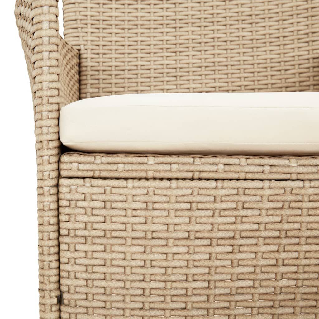 vidaXL 3 Piece Garden Bistro Set with Cushions Beige Poly Rattan
