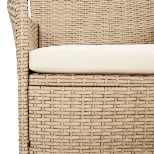 vidaXL 3 Piece Garden Bistro Set with Cushions Beige Poly Rattan