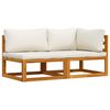 vidaXL 2 Piece Sofa Set with Cream White Cushions Solid Acacia Wood