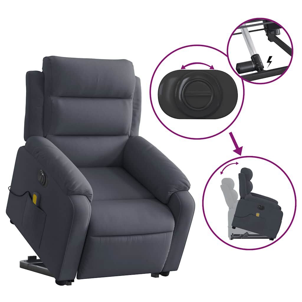 vidaXL Electric Stand up Massage Recliner Chair Dark Grey Velvet