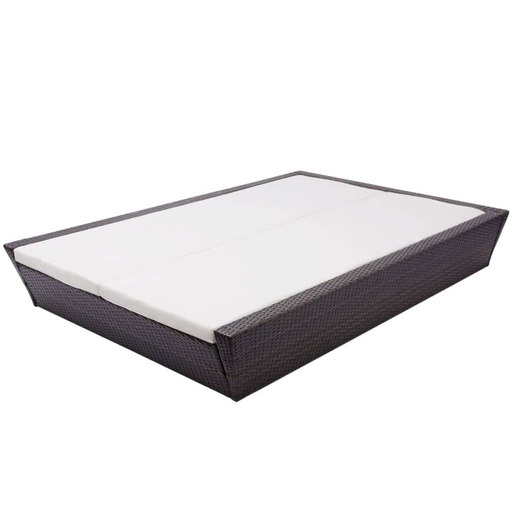 vidaXL Outdoor Lounge Bed with Cushion Poly Rattan Brown