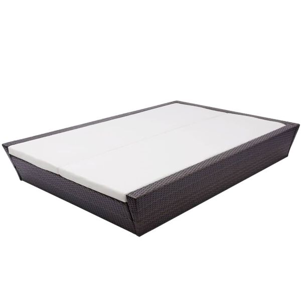 vidaXL Outdoor Lounge Bed with Cushion Poly Rattan Brown