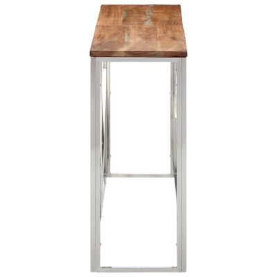 vidaXL Console Table Silver Stainless Steel and Solid Wood Acacia