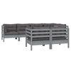 vidaXL 7 Piece Garden Lounge Set with Grey Cushions Solid Pinewood