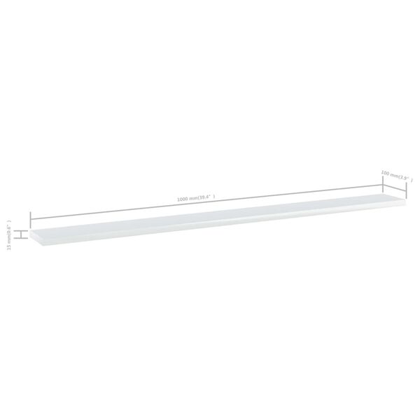 vidaXL Bookshelf Boards 4 pcs High Gloss White 100x10x1.5 cm Engineered Wood