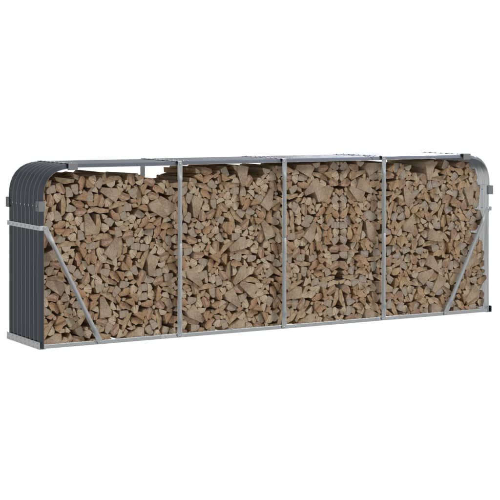 vidaXL Log Holder Anthracite 300x45x100 cm Galvanised Steel