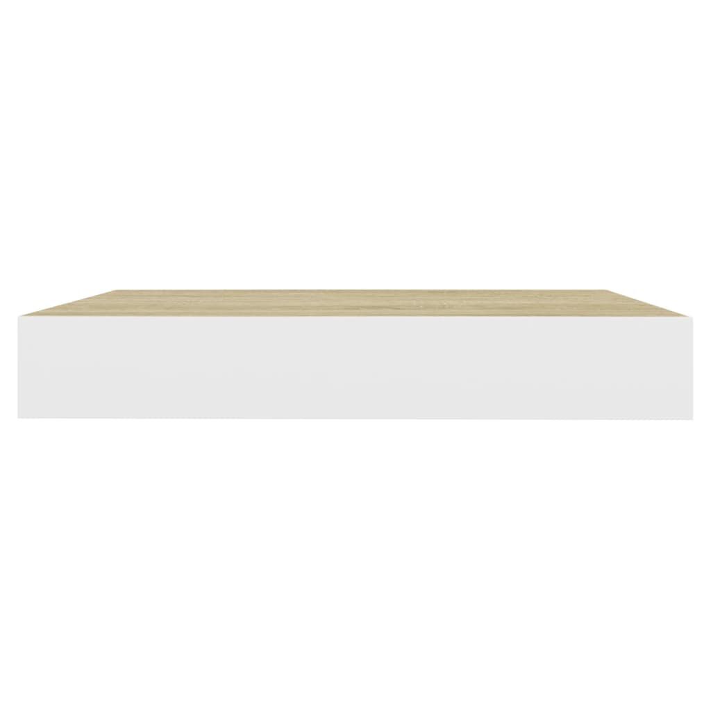 vidaXL Floating Wall Shelf Oak and White 23x23.5x3.8 cm MDF