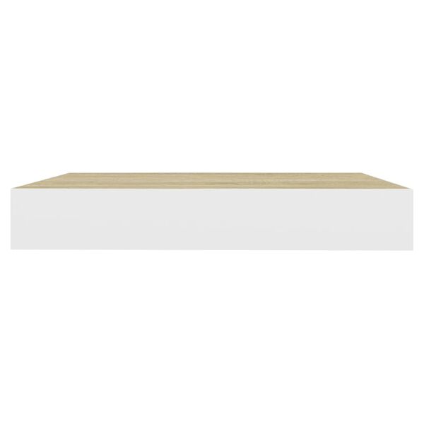 vidaXL Floating Wall Shelf Oak and White 23x23.5x3.8 cm MDF
