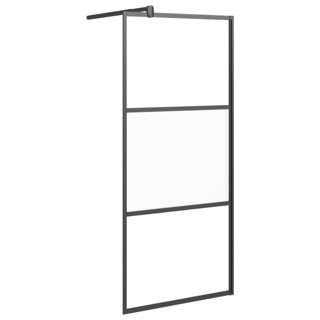 vidaXL Walk-in Shower Wall with Shelf Black 80x195 cm ESG Glass&Aluminium