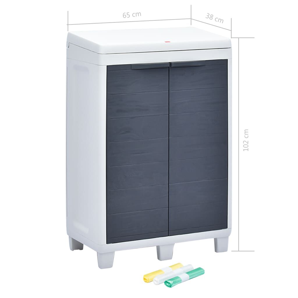 vidaXL Garden Dustbin with 3 Bags Dark Grey 65x38x102 cm