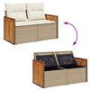 vidaXL Garden Sofa with Cushions 2-Seater Beige Poly Rattan