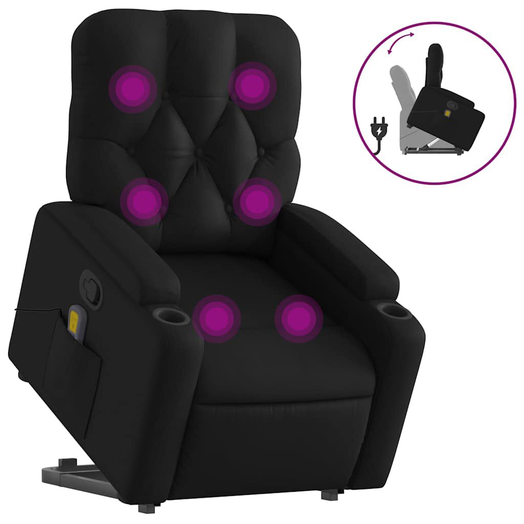 vidaXL Stand up Massage Recliner Chair Black Faux Leather