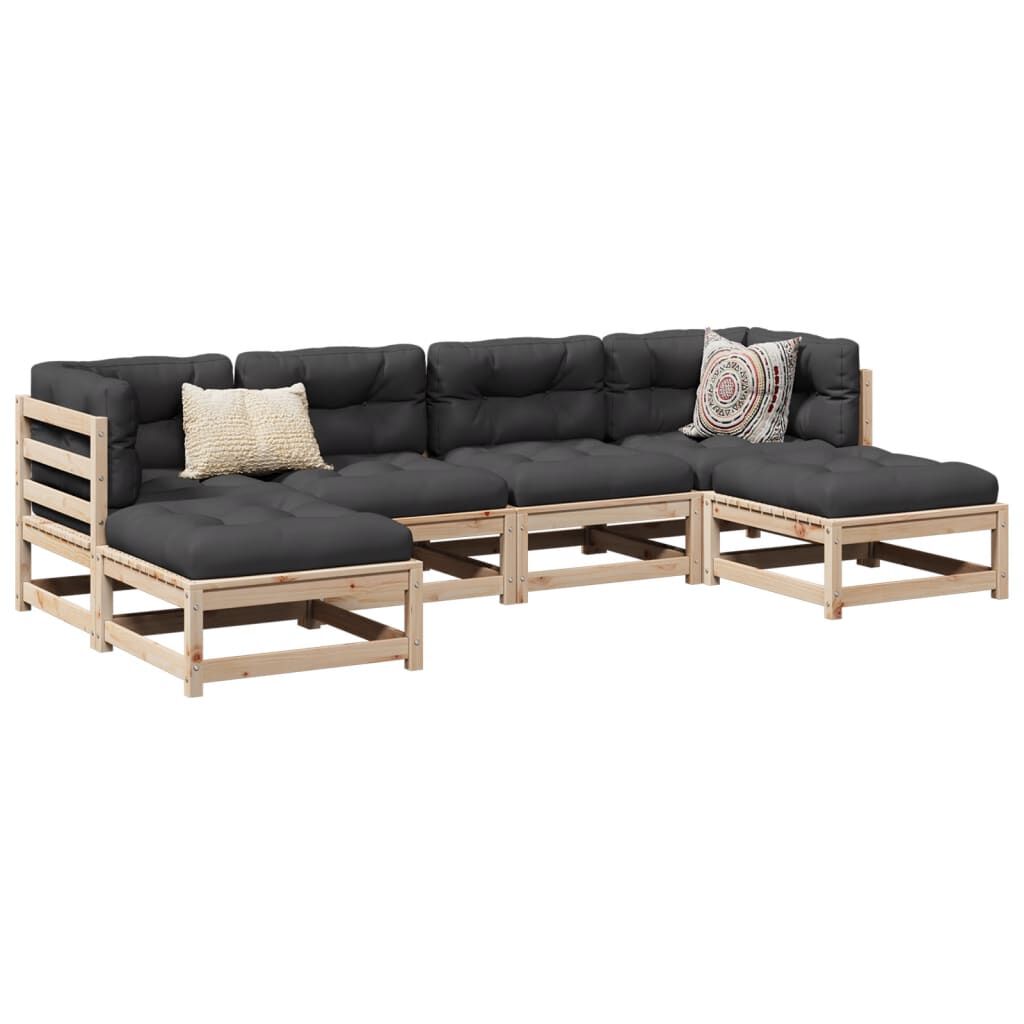 vidaXL 6 Piece Garden Sofa Set with Cushions Solid Wood Pine