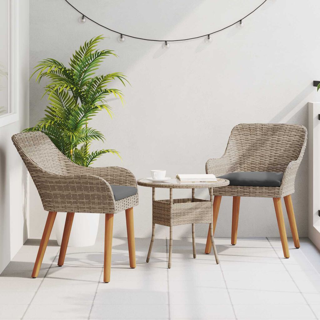 vidaXL Garden Chairs with Cushions 2 pcs Black Poly Rattan