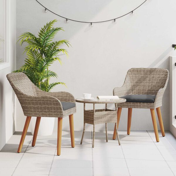 vidaXL Garden Chairs with Cushions 2 pcs Black Poly Rattan