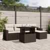 vidaXL 6 Piece Garden Sofa Set with Cushions Brown Poly Rattan