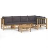 vidaXL 6 Piece Garden Lounge Set with Dark Grey Cushions Bamboo