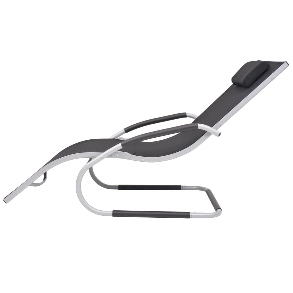 vidaXL Sun Lounger with Pillow Aluminium and Textilene Black