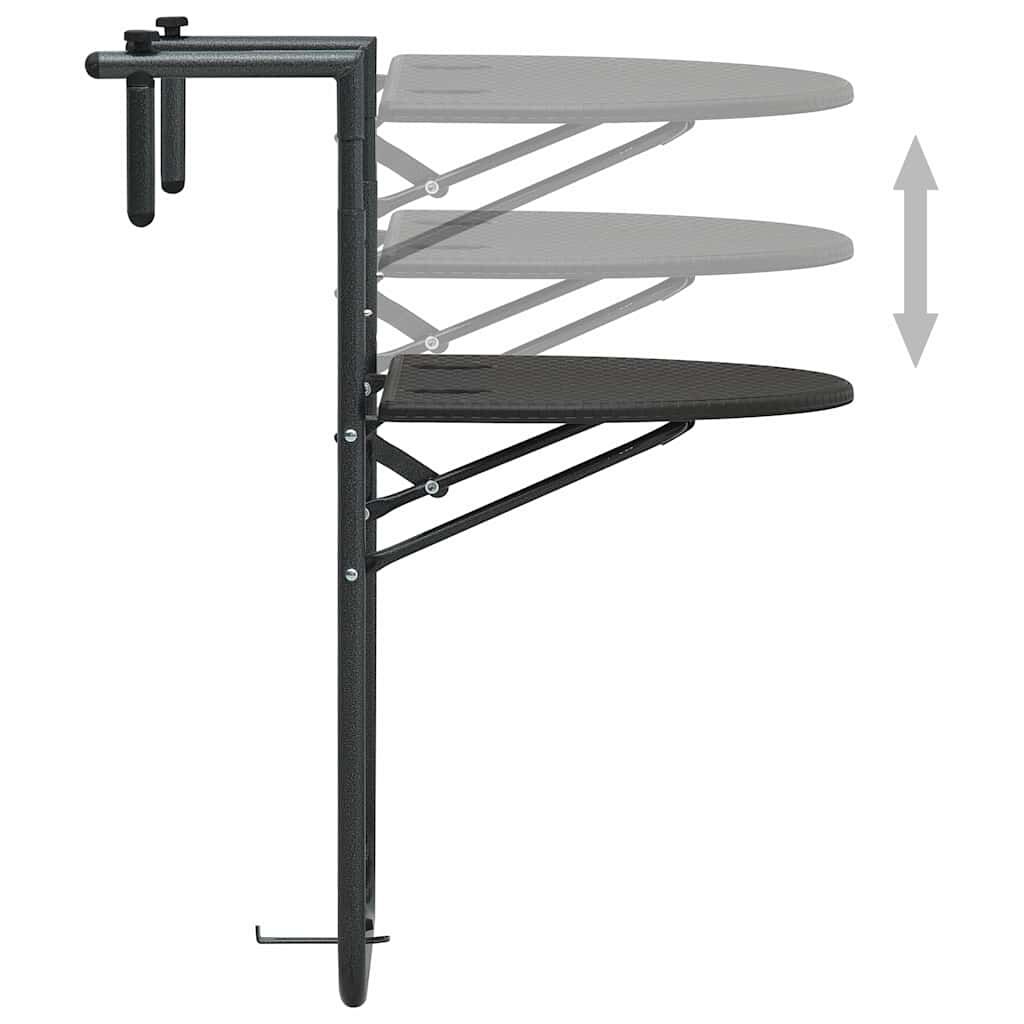 vidaXL Hanging Balcony Table Brown 60x64x83.5 cm Plastic Rattan Look