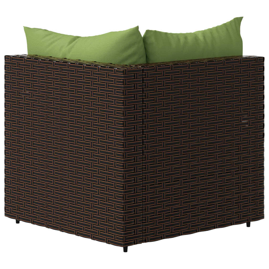 vidaXL Garden Corner Sofa with Cushions Brown Poly Rattan