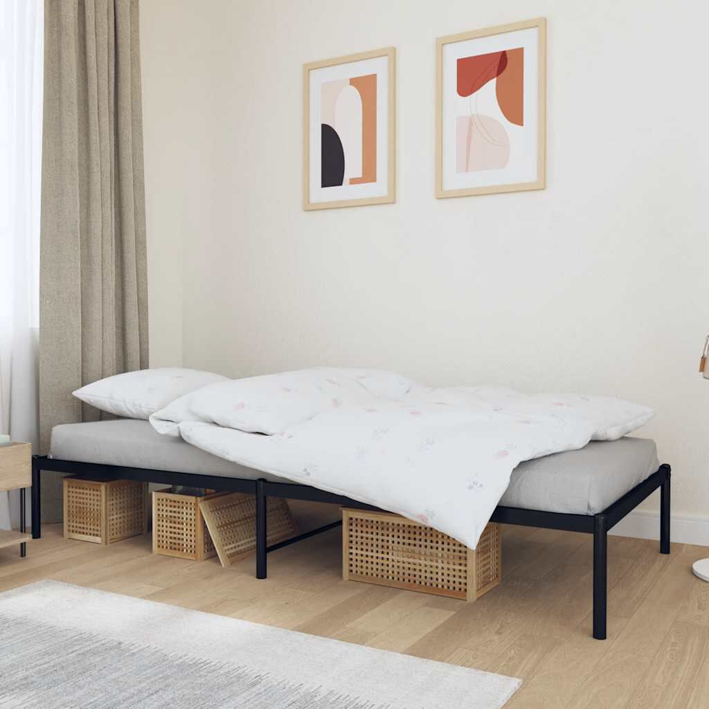 vidaXL Metal Bed Frame without Mattress Black 100x190cm