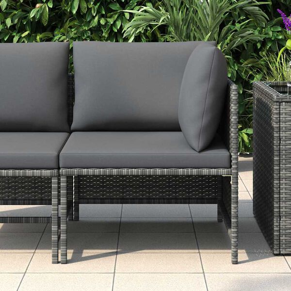 vidaXL Sectional Corner Sofa with Cushions Grey Poly Rattan